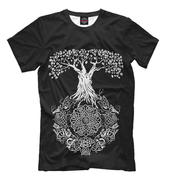 Мужская футболка с изображением Древо жизни цвета Черный