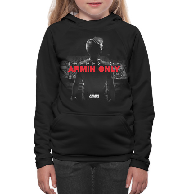 Худи для девочки с изображением Armin van Buuren цвета Белый