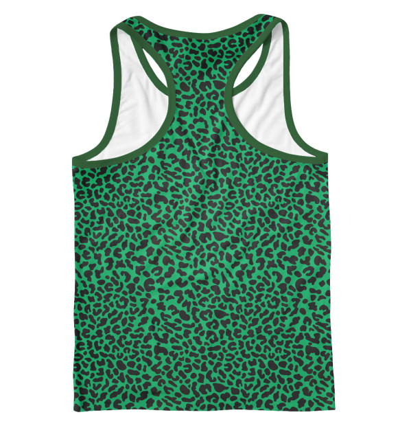 Мужская майка-борцовка с изображением Леопардовый узор зеленый цвета Белый