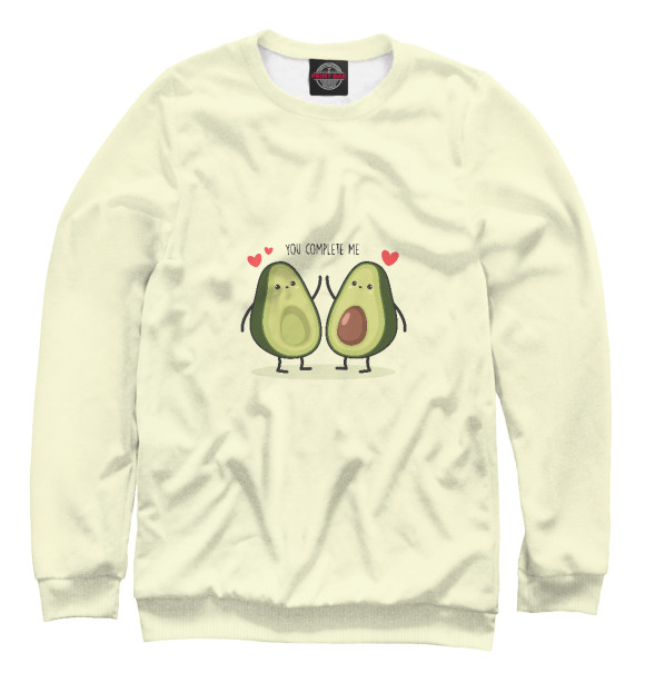 Мужской свитшот с изображением Авокадо цвета Белый