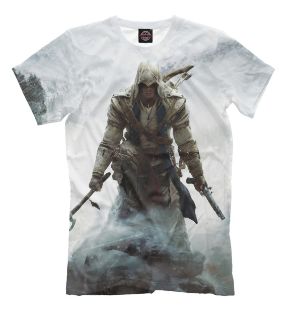 Мужская футболка с изображением Коннор Assassin's Creed цвета Молочно-белый