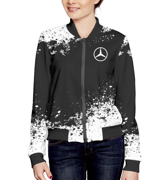 Женский бомбер с изображением Mercedes-Benz abstract sport uniform цвета Белый