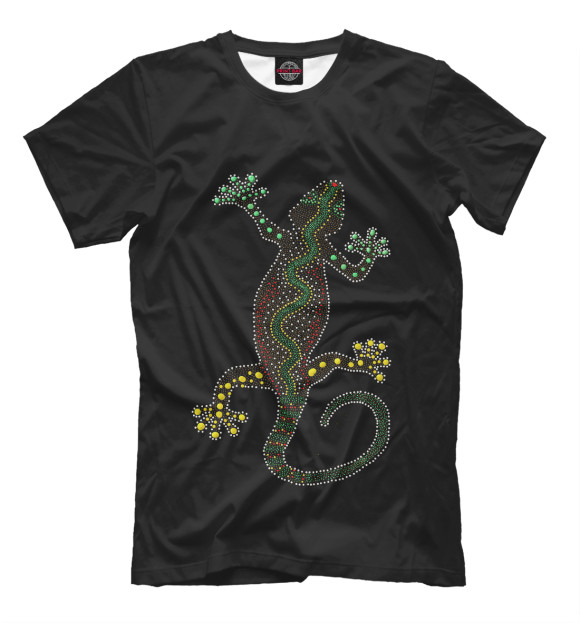 Мужская футболка с изображением Блестящий геккон цвета Черный
