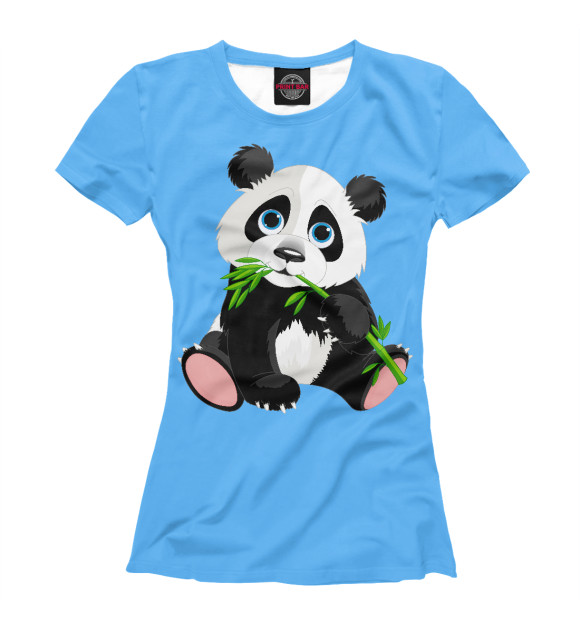Женская футболка с изображением Панда и бамбук цвета Белый