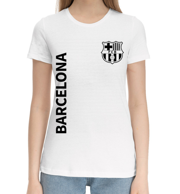Женская хлопковая футболка с изображением Barcelona цвета Белый