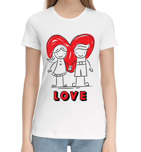 Женская хлопковая футболка с изображением LOVE цвета Белый