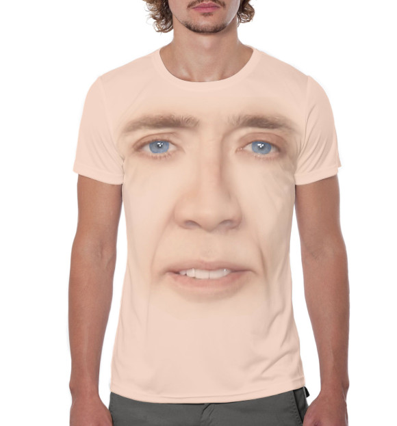 Мужская футболка с изображением Николас Кейдж цвета Белый