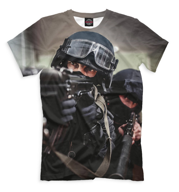 Мужская футболка с изображением Спецназ цвета Черный
