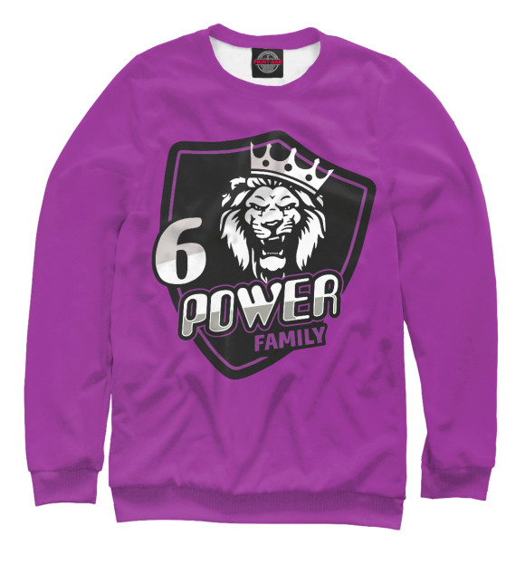 Свитшот для девочек с изображением 6 power family фуксия цвета Белый