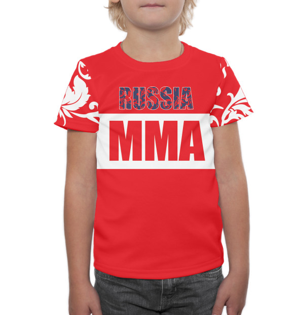 Футболка для мальчиков с изображением MMA Russia цвета Белый