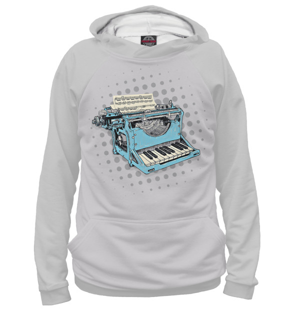 Худи для мальчика с изображением Piano Typewriter цвета Белый
