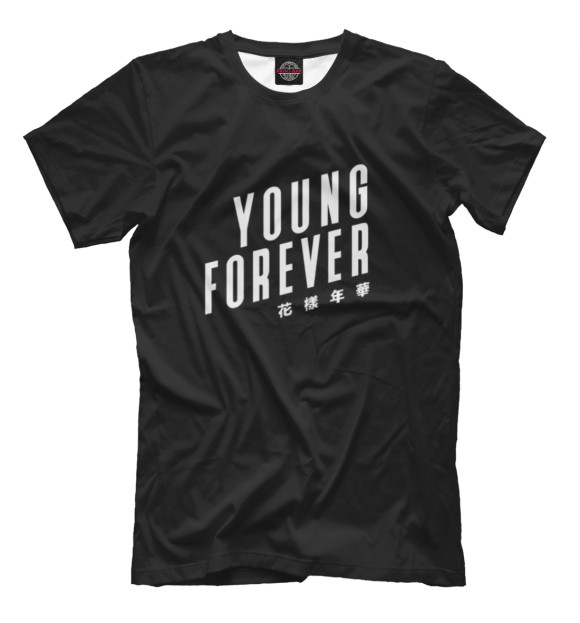 Мужская футболка с изображением Young Forever цвета Черный