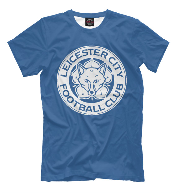 Мужская футболка с изображением FC Leicester City logo цвета Грязно-голубой