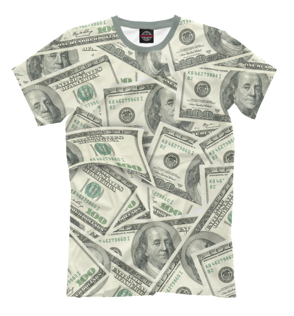 Мужская футболка с изображением Доллары цвета Молочно-белый