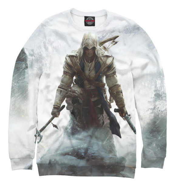 Мужской свитшот с изображением Коннор Assassin's Creed цвета Белый