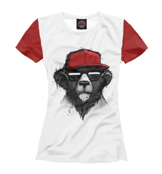 Женская футболка Медведь в бейсболке