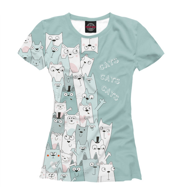 Женская футболка с изображением Коты цвета Белый