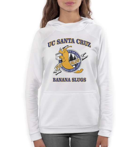 Женское худи с изображением UC Santa Cruz Banana Slugs цвета Белый