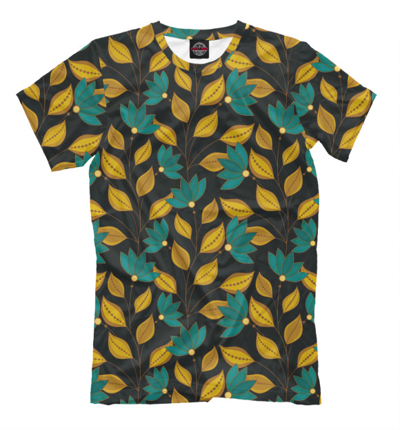 Мужская футболка с изображением Желтые листья цвета Белый
