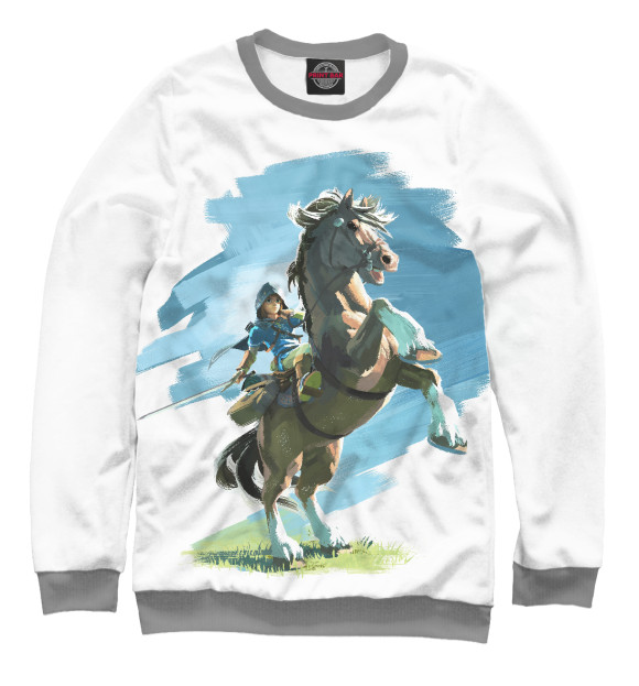 Мужской свитшот с изображением The Legend of Zelda Horses цвета Белый