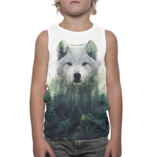 Майка для мальчика с изображением Волк цвета Белый