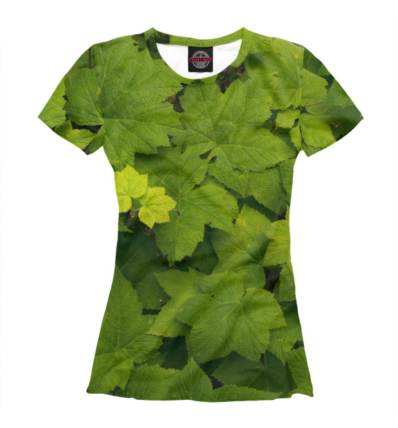 Женская футболка с изображением Зелёные листья цвета Белый