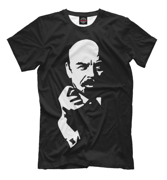 Мужская футболка с изображением Ленин цвета Черный