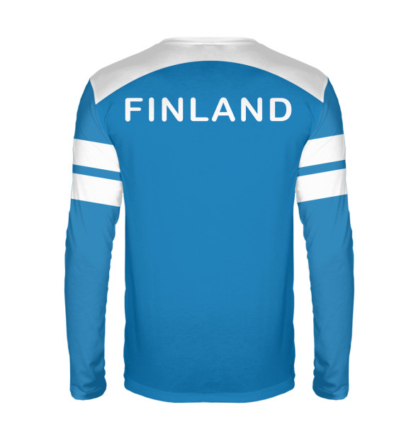 Мужской лонгслив с изображением Сборная Финляндии цвета Белый