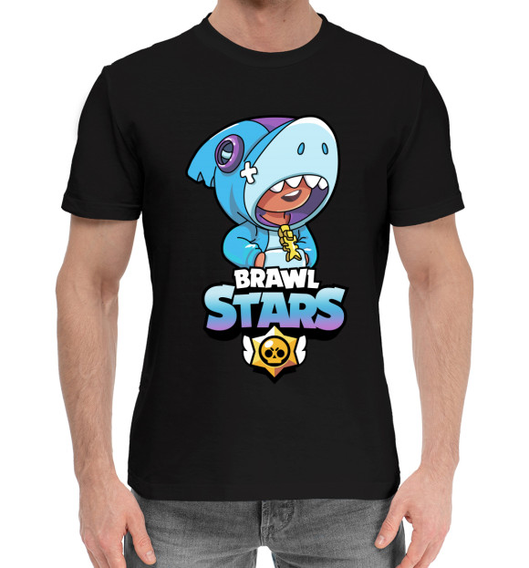 Мужская хлопковая футболка с изображением Leon Shark цвета Черный