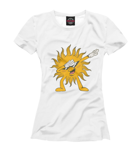Женская футболка с изображением Dabbing sun цвета Белый