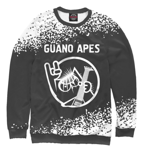 Мужской свитшот с изображением Guano Apes + Кот цвета Белый