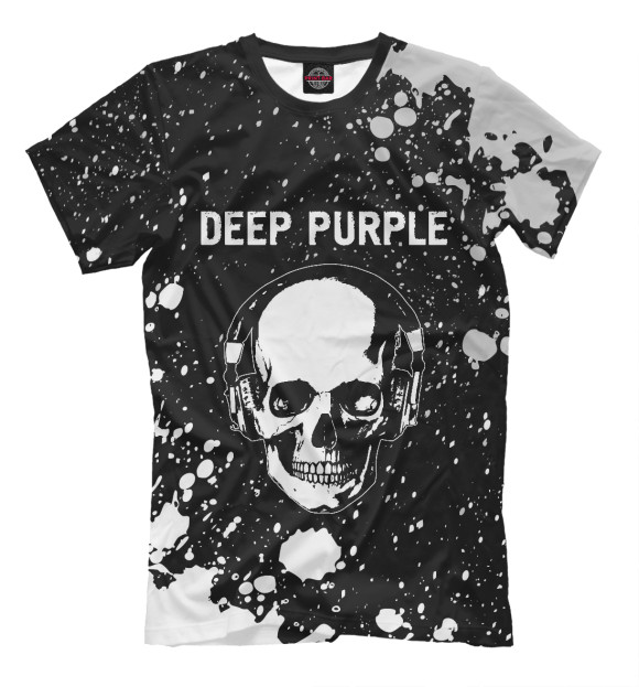 Мужская футболка с изображением Deep Purple | Череп цвета Белый