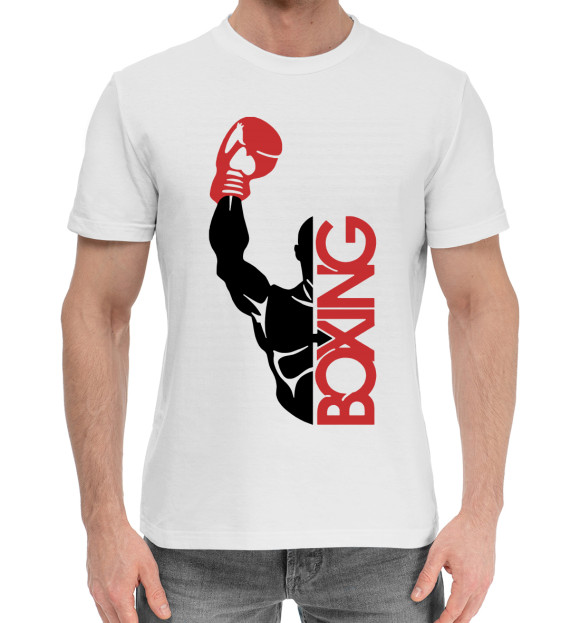 Мужская хлопковая футболка с изображением Boxing цвета Белый