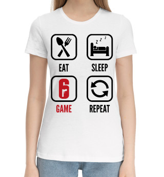 Хлопковая футболка для девочек Rainbow Six Eat Sleep