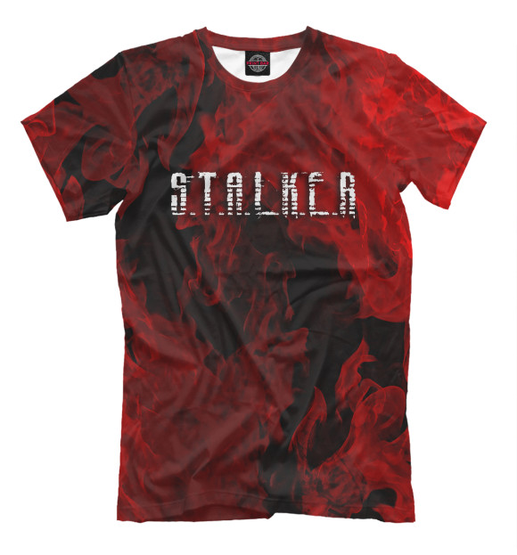 Мужская футболка с изображением STALKER | Огонь чернобыля цвета Белый