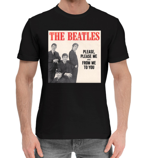 Мужская хлопковая футболка с изображением The Beatles - Please Please Me цвета Черный