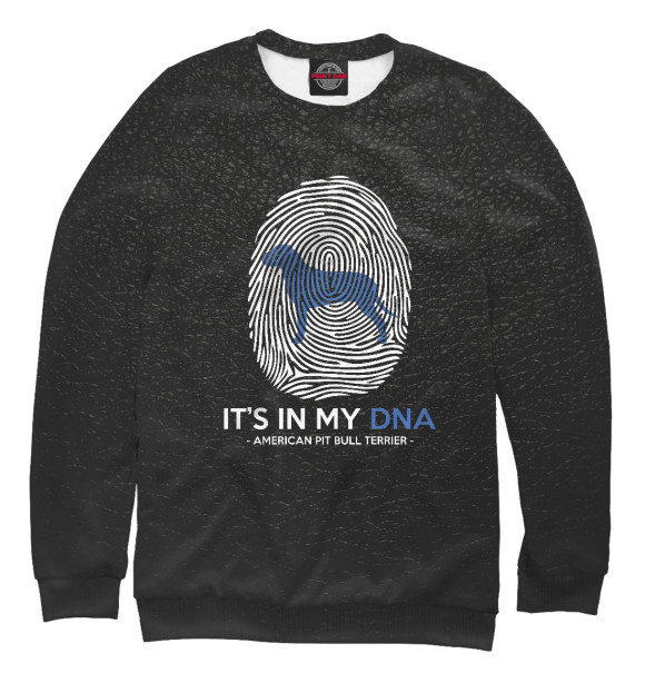 Мужской свитшот с изображением It's my DNA Pit Bull Terrie цвета Белый