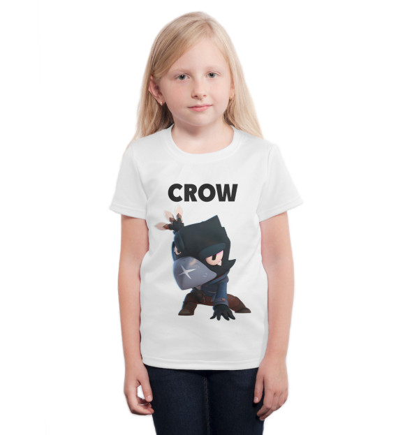 Футболка для девочек с изображением Brawl Stars Crow цвета Белый