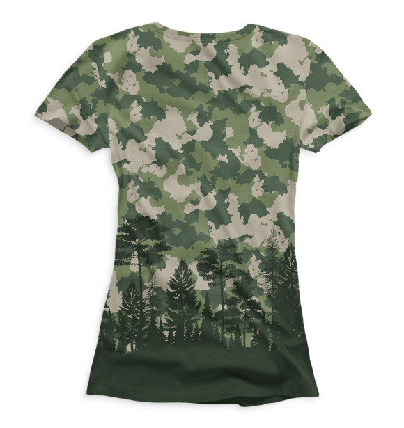 Женская футболка с изображением Hunting весенний камуфляж цвета Белый