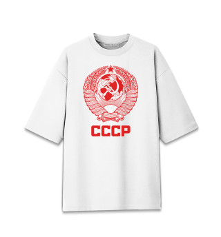 Мужская футболка оверсайз Герб СССР (красный фон)