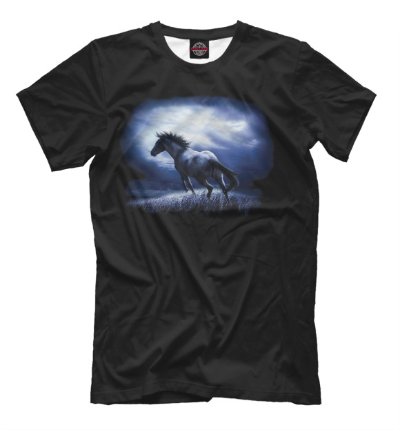Мужская футболка с изображением Ночной конь цвета Черный