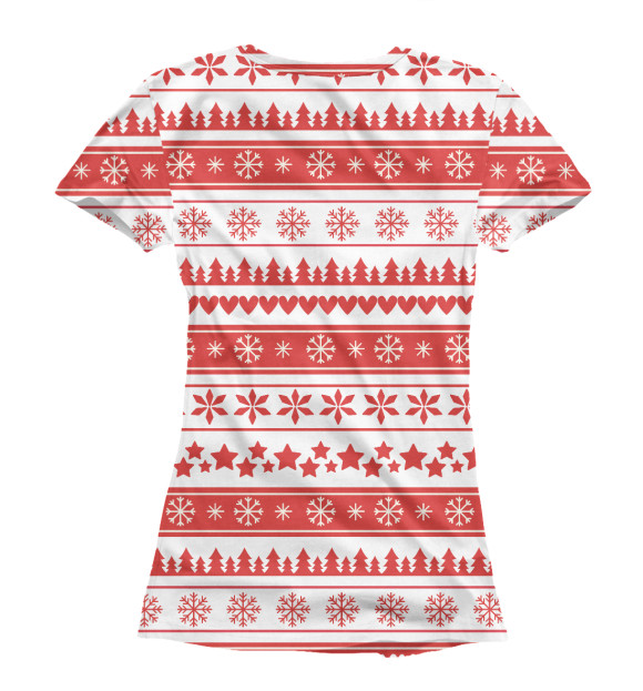 Женская футболка с изображением Новогодний свитер цвета Белый