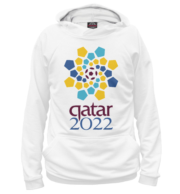 Мужское худи с изображением Катар 2022 цвета Белый