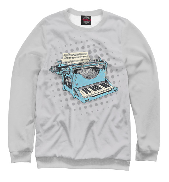 Мужской свитшот с изображением Piano Typewriter цвета Белый