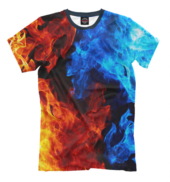 Мужская футболка с изображением Огонь и Вода цвета Молочно-белый