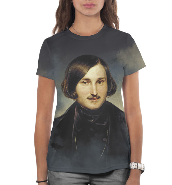 Женская футболка с изображением Николай Гоголь цвета Белый