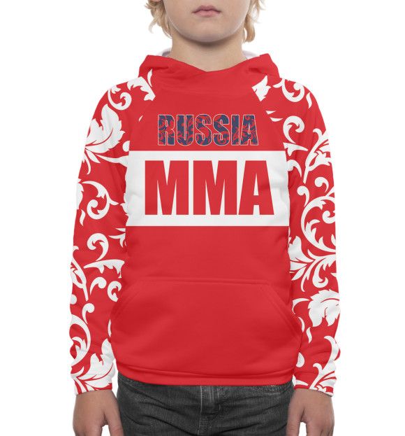 Худи для мальчика с изображением MMA Russia цвета Белый