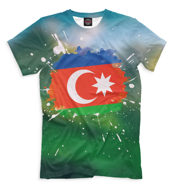 Мужская футболка с изображением Азербайджан цвета Молочно-белый