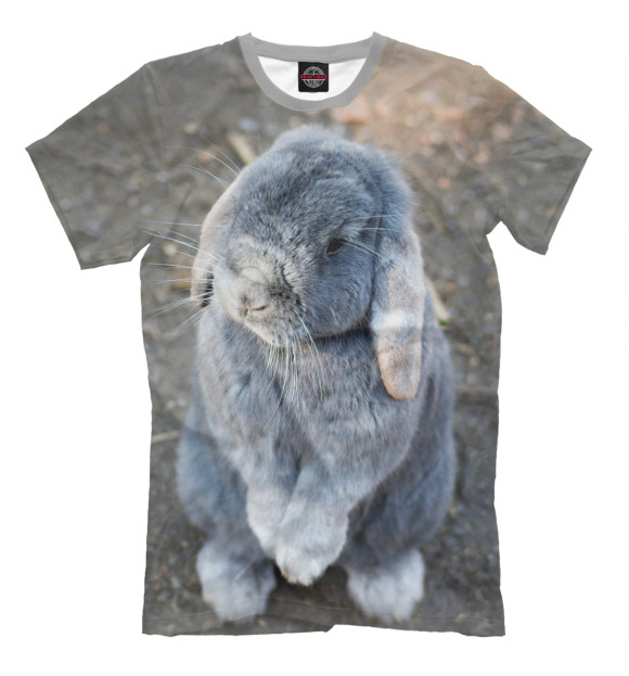 Мужская футболка с изображением Кролик цвета Серый