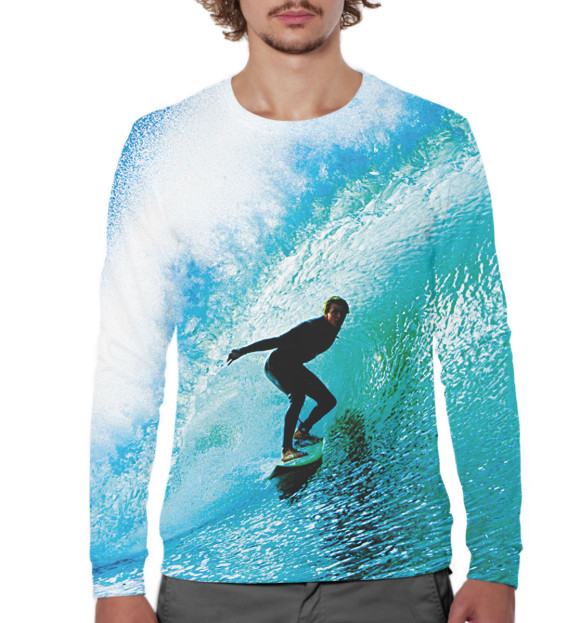 Мужской свитшот с изображением Серфинг цвета Белый